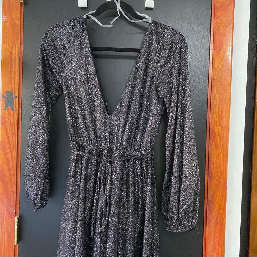 black shimmer maxi dress